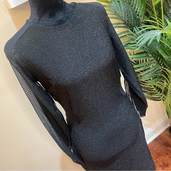 Express Shimmer Cut Out Bodycon Mesh Low Back Dress 10 - Picture 5 of 9